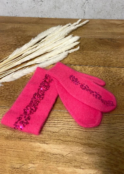 Stirnband und Handschuhe fuchsia