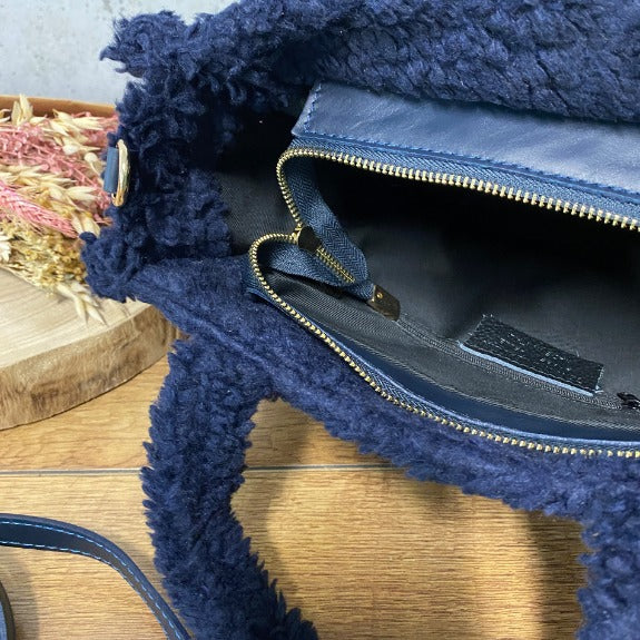 Teddyfell Tasche Marineblau