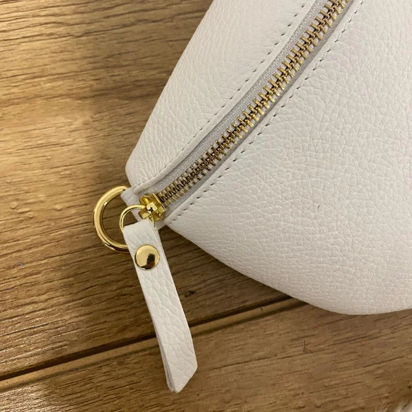 Weiße Leder Bauchtasche für Damen gold (verschiedene Größen